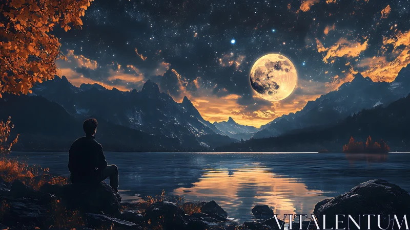 Moonrise conducts a silent symphony above the still lake