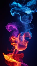 Luminous neon smoke plumes in blue, magenta, and orange.