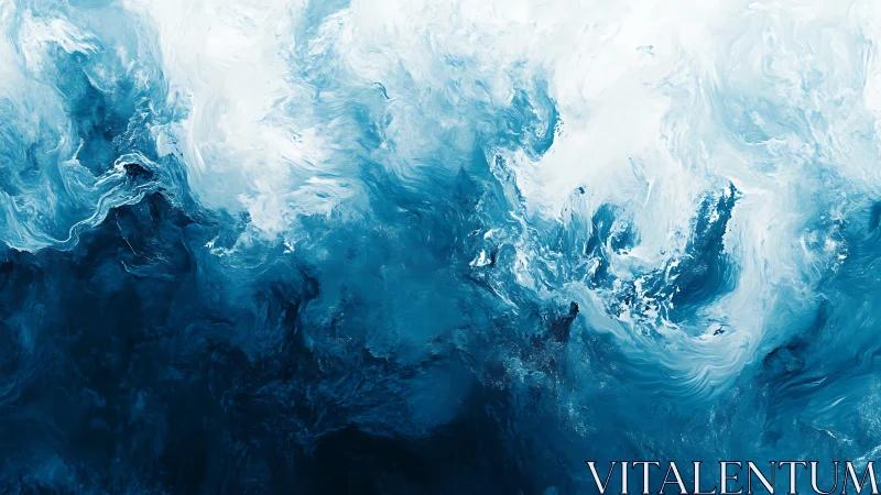 Turbulent cyan fluid dynamics rendered as swirling oceanic abstraction