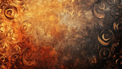 Golden vortex swirls pulse over textured bronze background