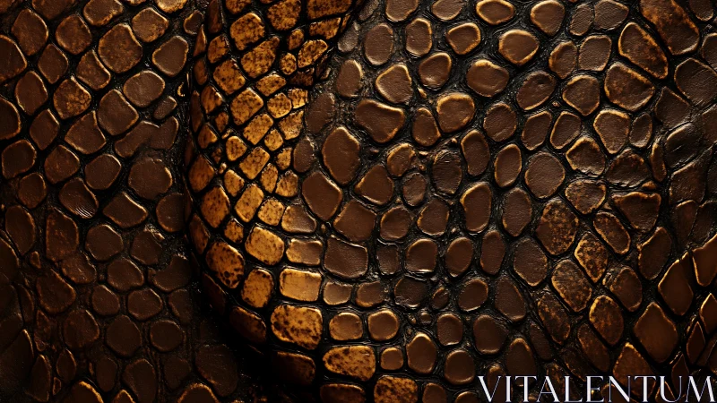 Bronze reptile scales form dense interlocking texture pattern.
