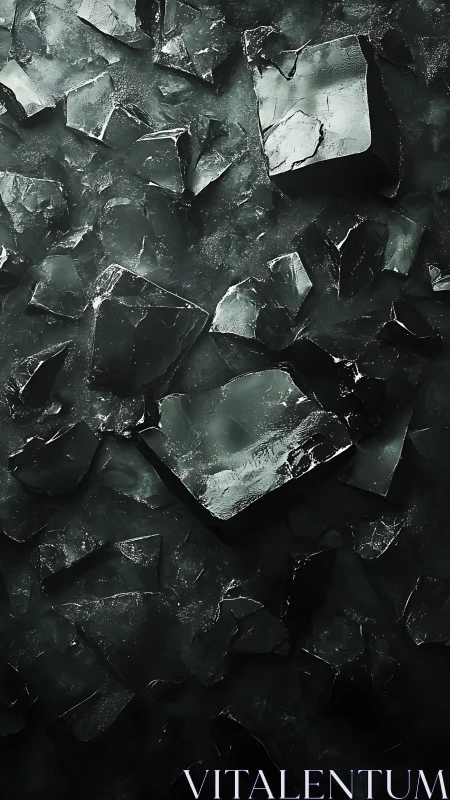 Dark fractured stone surface with angular broken slabs.