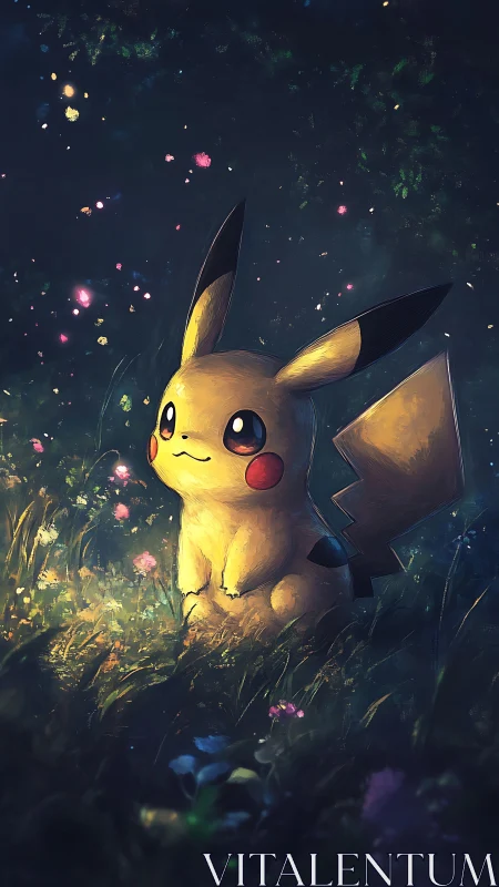 Gentle yellow creature glows softly in a dreamy forest meadow