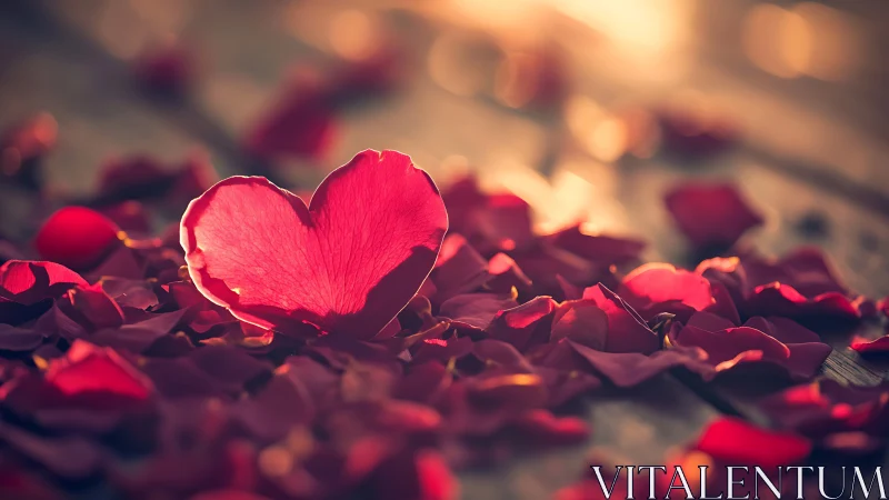 Heart-Shaped Rose Petal Among Its Red Companions.
