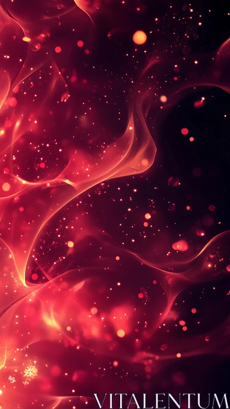 Luminous Flux: Crimson Energy Dance Through the Void.