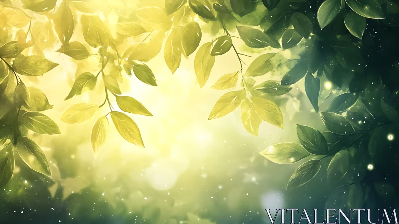 Digital painting canopy with luminous botanical backlighting.