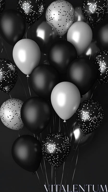 Elegant Black and White Balloons Create Festive Celebration Moment