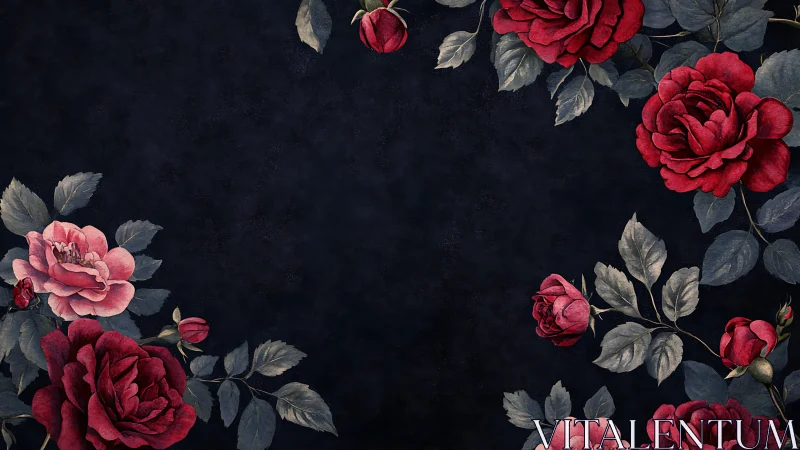 Elegant Red and Pink Roses Dance Against Deep, Dark Nights