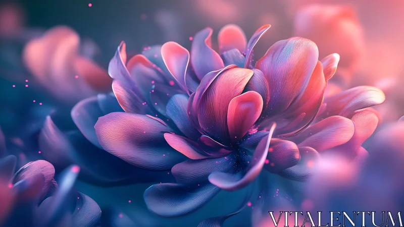 Luminous Abstract Flower Blooming in Neon Light.