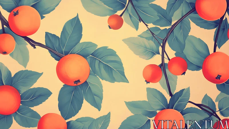 Citrus constellations drift softly through teal leaf canopies