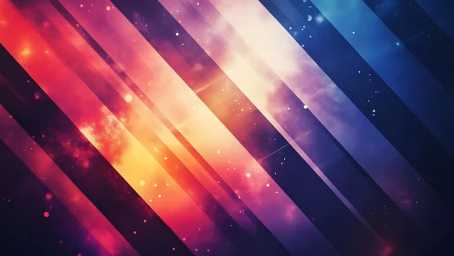 Vibrant diagonal abstract art with glowing lines and cosmic style.
