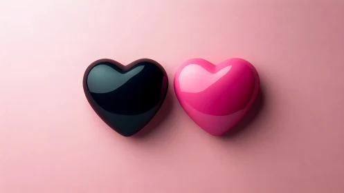 Two Hearts in Perfect Harmony Against Soft Pink