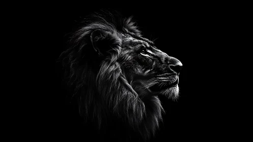 Midnight lion&rsquo;s gaze carved from silver shadowlight.