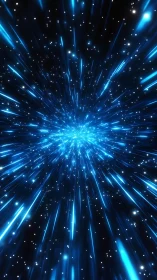 Starlit data stream bursting into electric cosmic midnight.