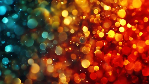 Vivid Bokeh Lights Abstract in Warm and Cool Color Palette.