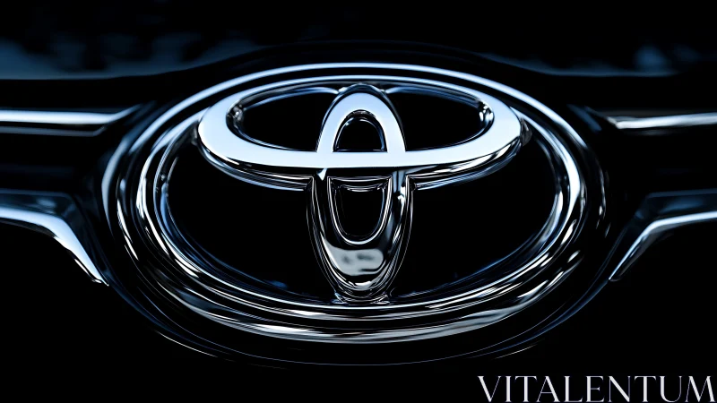 Highly polished automotive emblem with reflective chrome surface detail