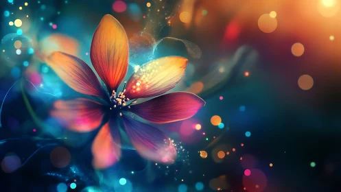 Luminous Flower Particle Burst Digital Art Composition