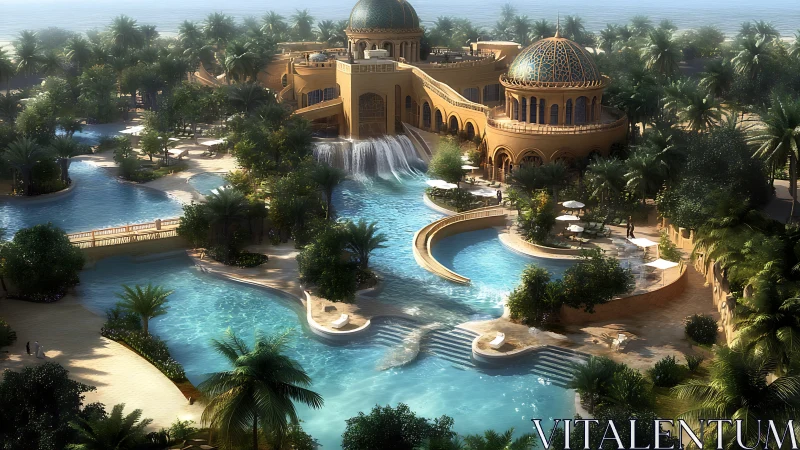Oasis Palace: Where Arabian Dreams Cascade Into Crystal Waters.