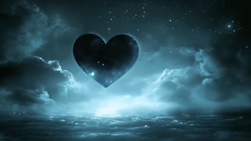 Heart-shaped Celestial Object in Turbulent Sky.