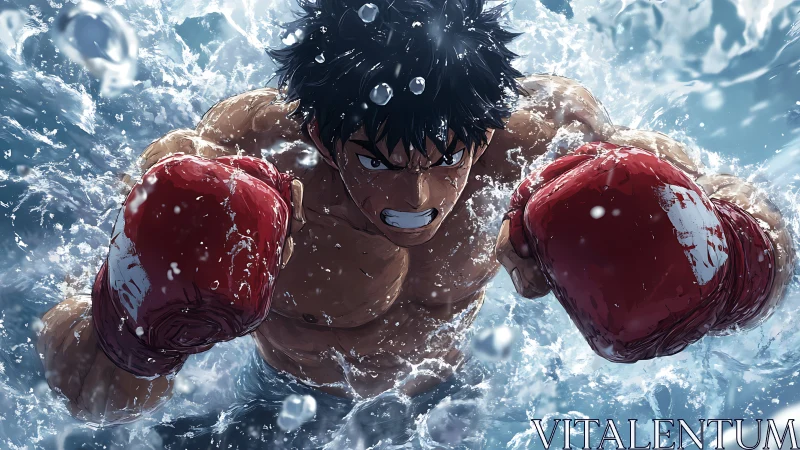 Determined Boxer Charges Through Icy Storm.