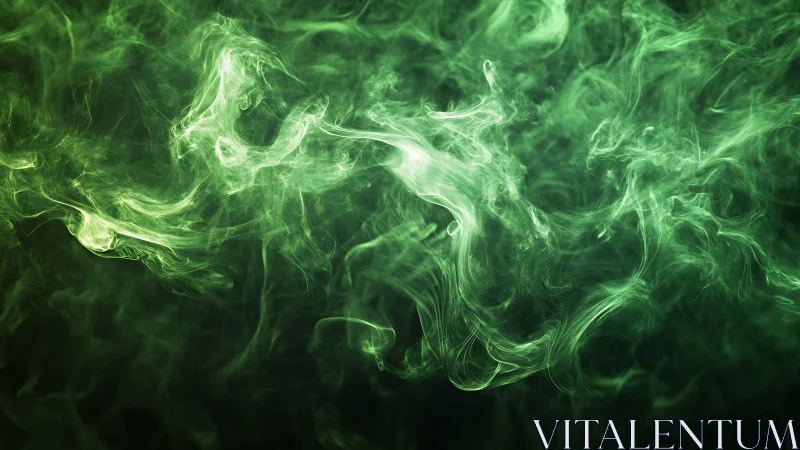 Emerald wisps of drifting smoke swirling in soft motion.