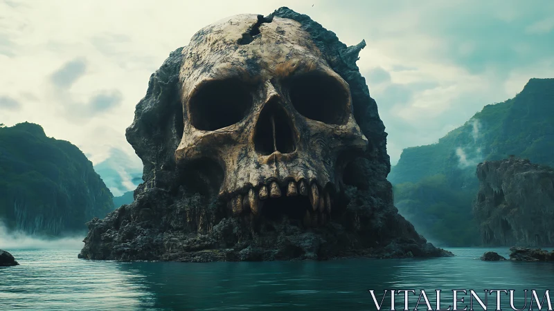 Skull Island Fantasy: Mystical Rock Formation in Turquoise Waters.