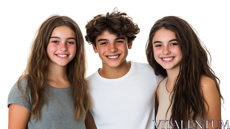 Studio Portrait: Three Adolescents in Asymmetric Casual Composition.