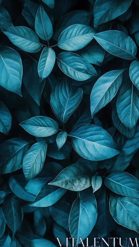 Blue tinted leaves form dense overlapping botanical texture