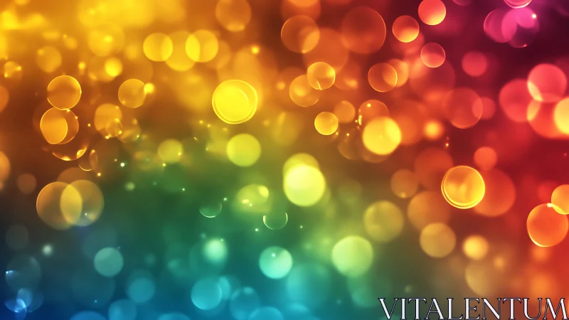 Vibrant rainbow bokeh orbs glow across soft blurred field
