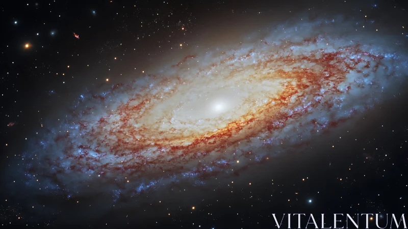 Spiral galaxy with bright core and diffuse star field.