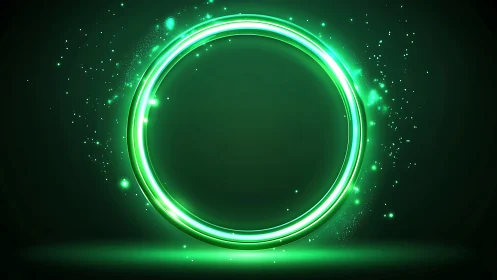 Luminous emerald energy ring with glowing particle halo.