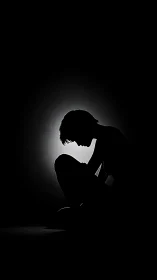 Quiet silhouette rests in soft light and gentle shadow contrast