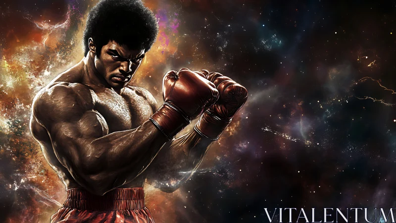 Cosmic Boxer Unleashes Celestial Power Through Fiery Determination