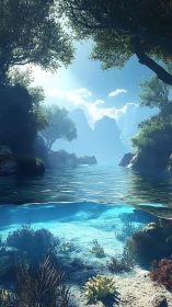 Subterranean Water Channel with Canopy Vegetation.