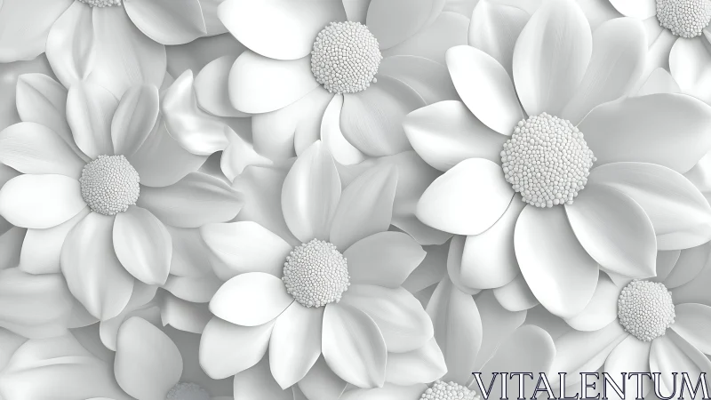Monochromatic Daisy Garden: White Flowers in Soft Relief