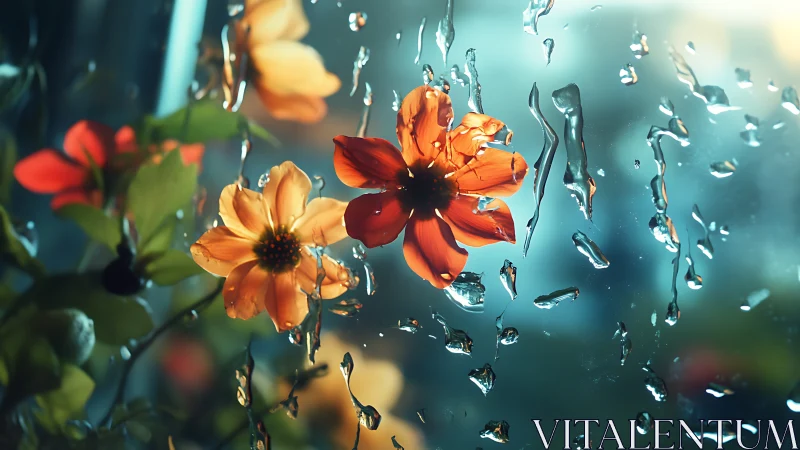 Petals Dancing Through Raindrops: Nature's Aquatic Ballet.