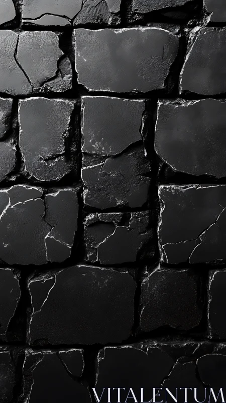 Dark cracked stone wall texture with rugged surface details.