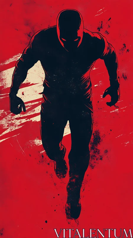 Shadow sprint in a blood-red storm of comic grit.