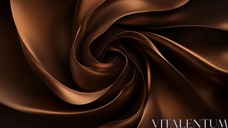 Metallic brown abstract swirl forms smooth folded vortex