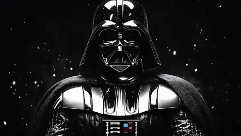 High-contrast armored figure under dramatic, specular rim lighting