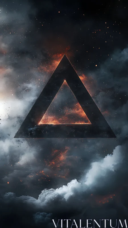 Triangular void suspended in stormy nebular clouds.