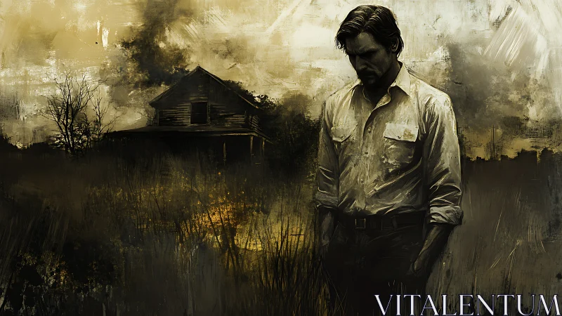 Brooding drifter haunted by a lonely farmhouse horizon.