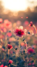 Shallow Depth Field Daisy With Warm Golden Hour Backlight