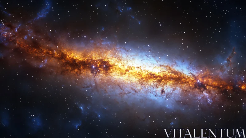 Star-dense galactic core streaked across deep space sky.