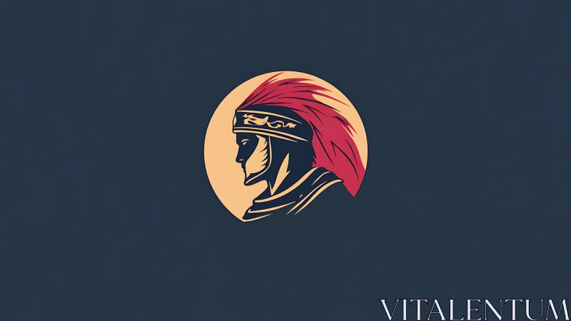 Moonlit warrior profile crowned in crimson plumed helm.