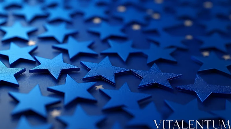 Blue 3D stars pattern with shallow depth of field focus.