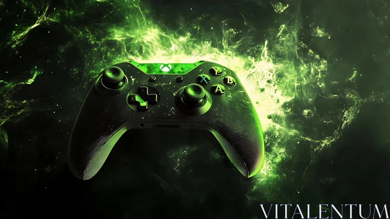Xbox Controller Explodes Green Energy. Power Gaming Device.