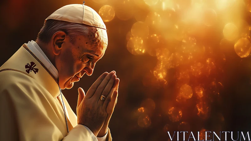 Golden quiet moment of prayer in warm evening light.