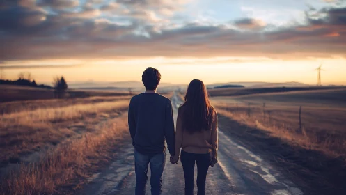 Two Hearts, One Path: A Golden Moment Together.