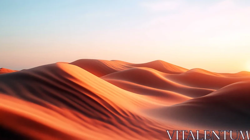 Sunlit desert dunes in soft minimalist perspective at dawn.